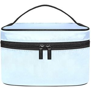 Witte Baby's Adem Bloemen op Hemelsblauwe Achtergrond Make-up Organizer Bag, Reizen Make-up Tas Organizer Case Draagbare Cosmetische Tas voor Vrouwen en Meisjes Toiletartikelen, Meerkleurig, 22.5x15x13.8cm/8.9x5.9x5.4in