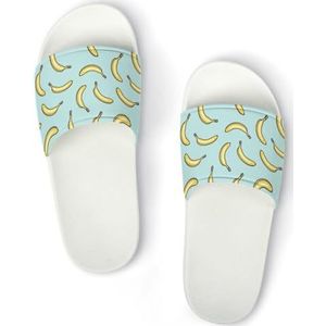 JiuPopular Doucheslippers, gele bananenslippers voor dames en heren, antislip slippers, Witte stijl, 36.5 EU