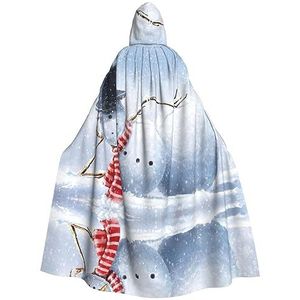 DEXNEL Grappige Kerst Sneeuwpop 59 inch Hooded Cape Unisex Halloween Mantel Voor Duivel Heks Tovenaar Halloween Cosplay, Dress Up