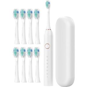 Elektrische tandenborstel - 800 mAh elektrische tandenborstel voor op reis, 40000 VPM, diepreinigend, 6 modi, tandenborstel, reiskoffer inbegrepen, snel opladen, 3 uur gaat 180 dagen mee Smart Timer