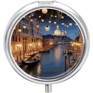 Draagbare Pillendoos Pil Case Mooie Venetië 's Nachts Reizen Pillendoos Kleine Pil Case Dagelijkse Pil Container Pil Organizer Pocket Geneeskunde Doos Leuke Pil Case