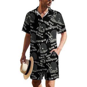 Funny Snail Hawaïaans pak voor heren, set van 2 stuks, strandoutfit, shirt en korte broek, bijpassende set