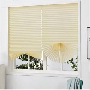 Tie Blind Gordijn Panelen Eenvoudig te installeren Licht Filtering Geplooide Papieren Shades voor Venster Tijdelijke en Draagbare Jaloezieën Gordijn Panelen (Kleur: Blinds Beige, Maat: 60W x 150 cm L)