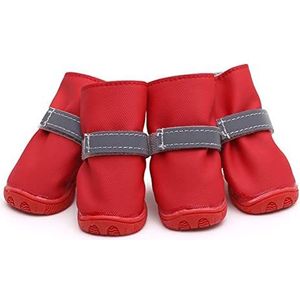 QSCTYG Hondenschoenen Waterdichte hondenschoenen voor kleine middelgrote honden Warm Anti-slip Reflecterende Strappy Puppy Huisdier Hond Sneeuw Regenlaarzen Voor Teddy Bichon (Kleur: 3, Maat: L)