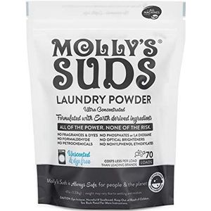 Molly's Suds Origineel waspoeder, natuurlijk waspoeder, uit aarde gewonnen waspoeder, niet-vloeibaar en organisch wasmiddel, gevoelige huid - 70 wasbeurten, ongeparfumeerd