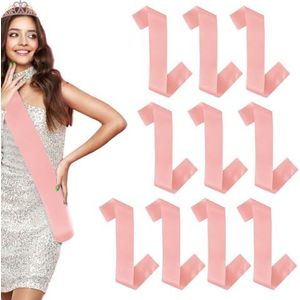 Sjerp, 9 stuks, lege sjerp, individuele bruidssjerp, doe-het-zelf effen satijnen sash voor verjaardag, bruiloft, afstudeerfeest, vrijgezellenfeest (roségoud)