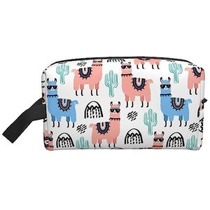 hansgo Toilettas voor op reis, make-uptas voor vrouwen, mannen, make-uptas voor reisaccessoires, cosmetica, geschenken voor vrouwen, beste vriend, (dierenpatroon), Zonnebril met alpaca, Eén maat