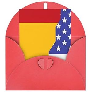 Amerikaanse Spanje Vlag Wenskaarten Leuke Bruiloft Kaart Thinking Of You Kaarten Dank u Kaarten Blanco Kaarten Met Enveloppen, 10,10 X 15,5