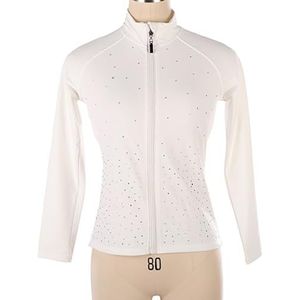 Professionele Kunstschaatsen Outfit Dames Schaatsen Jas Met Strass Pailletten Training Wedstrijd Schaatsen Kleding(Size:3XL,Color:Wit-Dik)