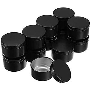 30-pack zwarte aluminium opslagpotcontainers Hervulbare metalen kaarsblikken met dop voor het maken van kaarsen, kunstnijverheid, keukenkruidenopslag (50 g)