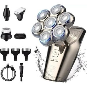 Elektrisch Scheermes voor Mannen, 5 in 1 Roterend Elektrisch Scheerapparaat 7D Oplaadbare Kale Hoofd Baard Trimmer Scheermes