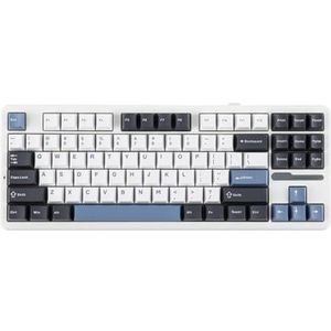 QPSJXN F87 Pro 87 Key-mechanisch mechanisch toetsenbord, draadloos, Bluetooth 5.0, 2,4 g bekabelde afdichtingsmontage, compatibel met Windows (smoke Blue)