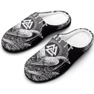 Winter Warme Pantoffels voor Heren, Thuis Casual Gesloten Vinger Ademende Platte Schoenen, Slip on Memory Foam Katoenen Pantoffels voor Heren(Crow,11-12(44-45))