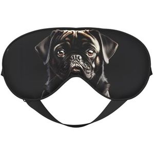 Leuke Zwarte Mopshond Print Comfortabele Slaap Oogmasker Mannen Vrouwen Lichtgewicht Reizen Nap Meditatie Yoga Werk