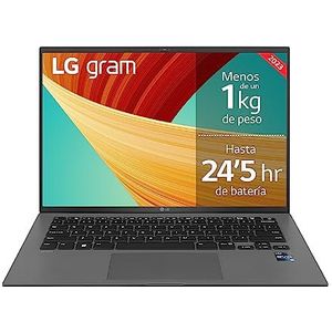 LG Gram 14Z90R-G.AD76B Notebook, 35,6 cm (14 inch) IPS, Intel Core EVO i7 13e generatie, Windows 11 Home, 32 GB RAM, 512 GB SSD, 1 kg, 24,5 uur batterijduur, grijs