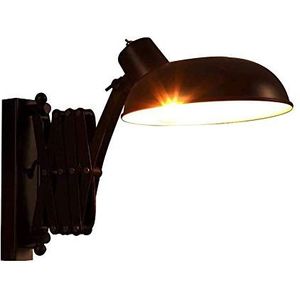 Wandlamp, industriële schaarlamp, wandlampen met schakelaar, leeslamp, slaapkamer, nachtkastje, metaal, zwart, vintage, binnen, instelbare hoek, uittrekbaar, draaibaar, E27, wandverlichting