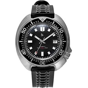 Retro Diver automatisch horloge mechanische tonijn Abalone herenhorloge NH35 41 MILLIMETER wijzerplaat C3 lumen flexibele rubberen armband 20 bar, Zwart, Armband