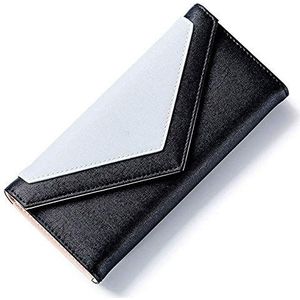 XIANGFANSQ portemonnees voor dames Envelop portemonnee vrouwen merk vrouwelijke portemonnee kaarthouder telefoon munt pocket dames tas (Color : Black)
