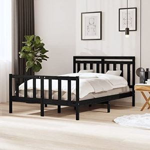 Prolenta Premium - Bedframe van massief hout, zwart, 140 x 200 cm