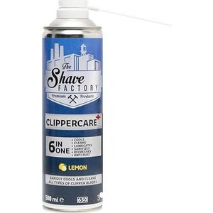 The Shave Factory Clippercare 6in1 Spray - Efficiënte Clipper Onderhoud, Koelmiddel, Smeermiddel, Reiniger, Verfrisser en Voorkomt Roest voor Professioneel Resultaat 500ML (6in1 Spray)