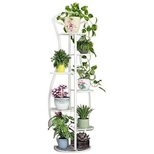 Bloemenstandaard Plantenrek Metalen Bloem Display Stand Woonkamer Indoor Balkon Vloer Plank Bloemen Houder Decoratie Plantentrap ( Color : White , Size : 140*30*48cm )