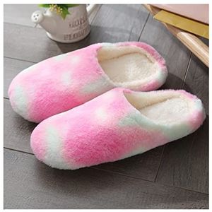 LYHYDMA Katoenen pantoffels Vrouwen Winter Indoor Warm Thuis Slippers Koppels Slaapkamer Regenboog Kleuren Antislip Zachte Bodem Vrouwelijke En Mannelijke Thuis Slippers (Stijl-3 Rood, Chinees 43)