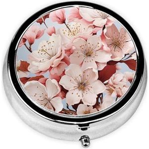 Pillendoos Kersenbloesems Ronde Pil Case 3 Compartiment Geneeskunde Pil Organizer Leuke Pil Organizer Draagbare Reizen Pillendoos Vitamine Kabeljauw Leverolie Opbergdoos Unieke Gift