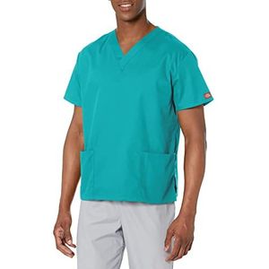 Dickies Women's Eds Signature Scrubs Missy Fit V-Neck Top, Teal Blue, 5X-Large
