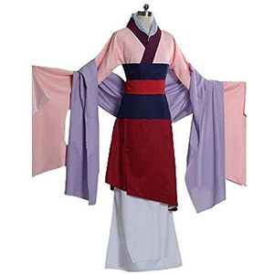 Heroine Hua Mulan kostuum jurk Chinese traditionele prinses jurk film cosplay op maat gemaakt voor grote meisjes (roze, L)