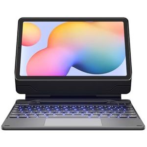 Dexnor Toetsenbordhoes voor Samsung Galaxy Tab S6 Lite 10,4 inch 2024/2022/2020, toetsenbordhoes met multi-touch trackpad, magnetische standaard, potloodhouder, verlichting, Duits QWERTZ, zwart