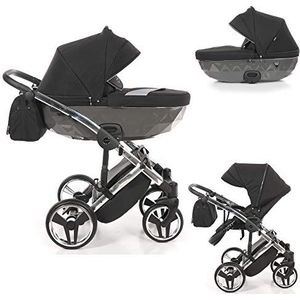 SaintBaby wandelwagen Junama Diamond S-Line 2in1 3in1 Isofix babyzitje combi kinderwagen buggy Grey Storm 03 3in1 met autostoeltje