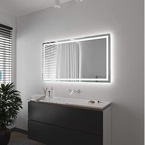 SARAR | Badkamerspiegel Toulon met LED-verlichting, vierkante wandspiegel, rondom verlichting, badkamerspiegel | 120x90 cm