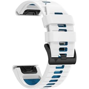 Aqxyju QuickFit 22mm 26mm siliconen two-tone band compatibel met Fenix ​​7X 7 6X Pro Epix Pro Gen 2 47mm 51mm//Fenix ​​6Pro 5X 5Plus horlogeband(White Blue,QuickFit 26mm)