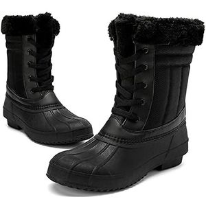 Regenlaarzen Vrouwen Snowboots Winter Houd Warm Lady Duck Laarzen Waterdichte Antislip Rubber Regen Schoenen Vrouwelijke Mode Vrouwen Casual Schoenen 36-42 Regenschoenen (Color : G02-Black, Size : 1