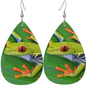 LAMAME Kreeft en Krab gedrukt Teardrop Dangle Earring Lederen Oorbel Vakantie Party Decoratie, Eén maat, Kunstleer