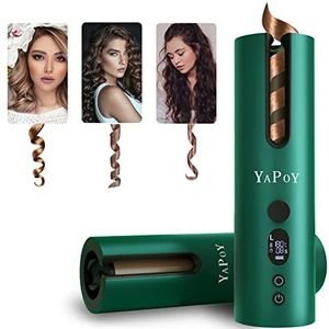 Automatische krultang, 360 graden draaibaar, met oplaadbare batterij met 5200 mAh, 5 soorten temperatuurregeling en timerinstellingen, grijs