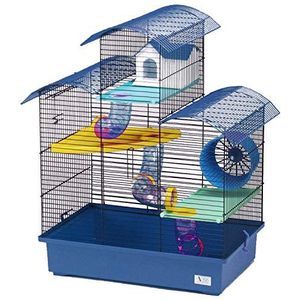 decorwelt Hamsterkooi blauw buitenmaten 54 x 38 x 64,5 knaagdierkooi hamster plastic kleine dieren kooi met accessoires