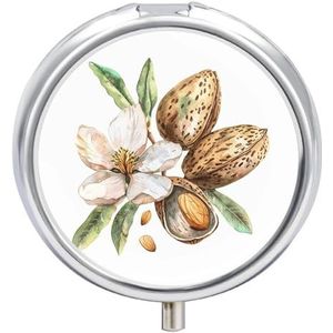 Pillendoosje Reizen Pil Organizer Heerlijke Amandelnoten Gedrukt Leuke Pillendoos Handige Pillendoos Geschikt om in zakken en zakken te worden geplaatst