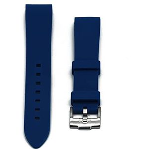 YAGHANG Gebogen einde 20mm 22mm rubberen horlogeband waterdichte siliconen horlogebanden zilver/zwarte gesp pasvorm for omega merk horloges band(Blue Silver clasp,20mm)