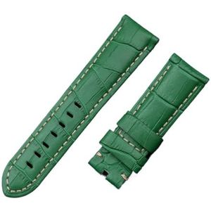 LUGEMA 22mm 24mm 26mm Italië Kalf Bamboe Lederen Horlogeband Compatibel Met Panerai Band Horlogeband Met Tanggesp Compatibel Met PAM441/111/386 Accessoires (Color : Green, Size : 26MM PAM_GOLD BUCKL
