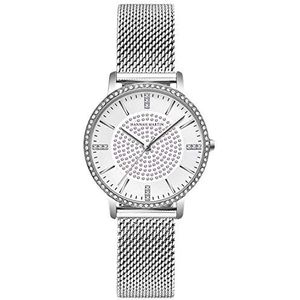 rorios Klassiek dameshorloge diamant horloge analoog kwarts polshorloge mesh roestvrij staal band romantisch dameshorloge, zilver, armband