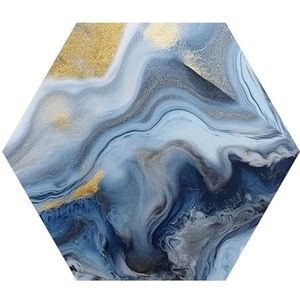 DEQORI Hexagon wandbehang, zelfklevend 55 x 47,6 cm, motief Arctisch goudstroom, textielcanvas, verwijderbaar, decoratief en vormvast, voor woonkamer, kantoor, hal of kinderkamer