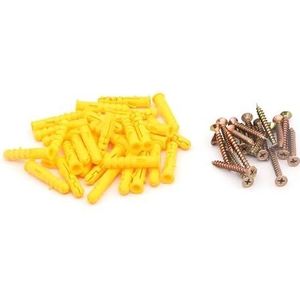 100 stuks gipsplaatankerschroefassortimentset - 50 kunststof muurankers 50 kruisschroeven met platte kop - M6 M8 schroeven(M6x30mm)