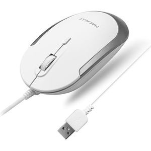 Macally Stille bedrade muis - Slanke en compacte USB-muis voor Apple Mac of Windows PC Laptop/Desktop - Ontworpen met optische sensor en DPI-schakelaar - Eenvoudige en comfortabele bedrade