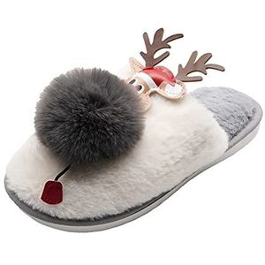 Kerst Schoenen Kerst Elk Pluche Home Slippers Dames Casual Winter Warm Schoenen Ademend Outdoor Slip op Deer Slippers Kerst Elf Schoenen (Color : Noir, Size : 41)