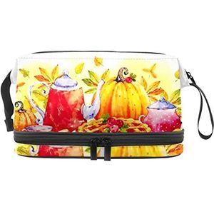 Dubbellaags cosmetische tas I Love You Draagbare Make-up Tas Travel Organizer Pouch voor Vrouwen Meisjes Toiletartikelen Tassen, Multi 4, 27x15x14 cm/10.6x5.9x5.5 in, Make-up zakje