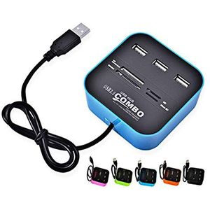 H31CS USB 2.0 Hub 3 poorten + kaartlezer (SD, microSD) 4 x M2, MS PRO duo, 3 x USB 2.0-aansluiting voor Windows/Mac OS/Linux