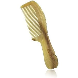 EQLEF Hoornkam met lange steel - antistatische fijne tand voor steil haar ontwarren, baard en massage - jakhoorn voor vrouwen, mannen, kinderen