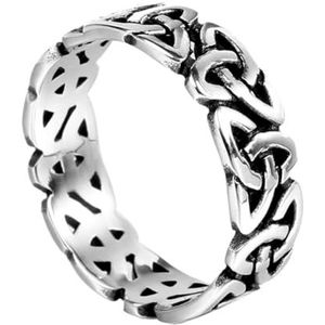 7MM Brede Keltische Knoop Band Ring Voor Mannen Vrouwen - Nordic Viking Roestvrij Staal Triquetra Knoop Trouwring - Vintage Uitgehold Ierse Knoop Heidense Amulet Sieraden (Color : Silver, Size : 10