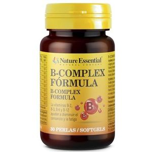 B-complex formule 500 mg. 30 parels met vitamine C, E, B-1, B-2, B-3, B-5, B-6, B-9, B-12 en biotine